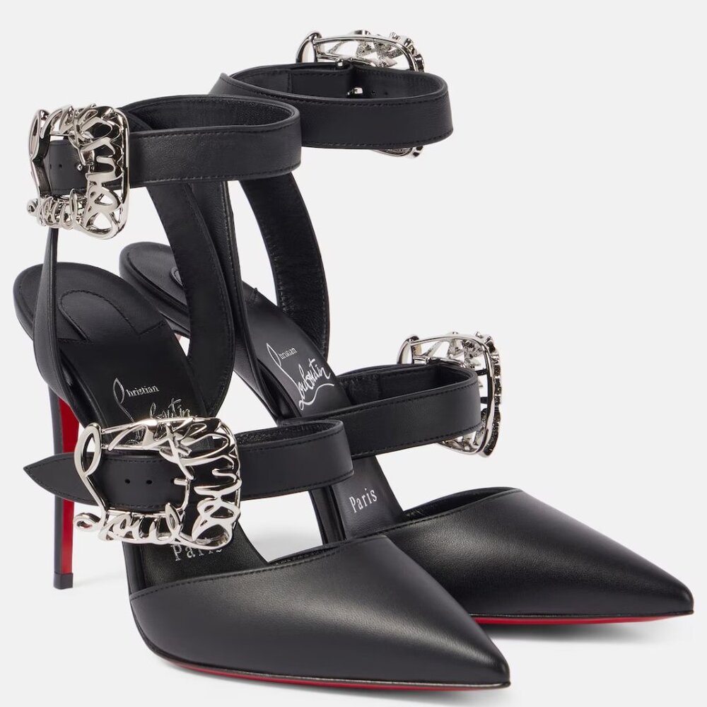 Christian Louboutin GIDDYLINA 100 Buckled Leather Sandals Heels Pumps - Picture 3 of 16